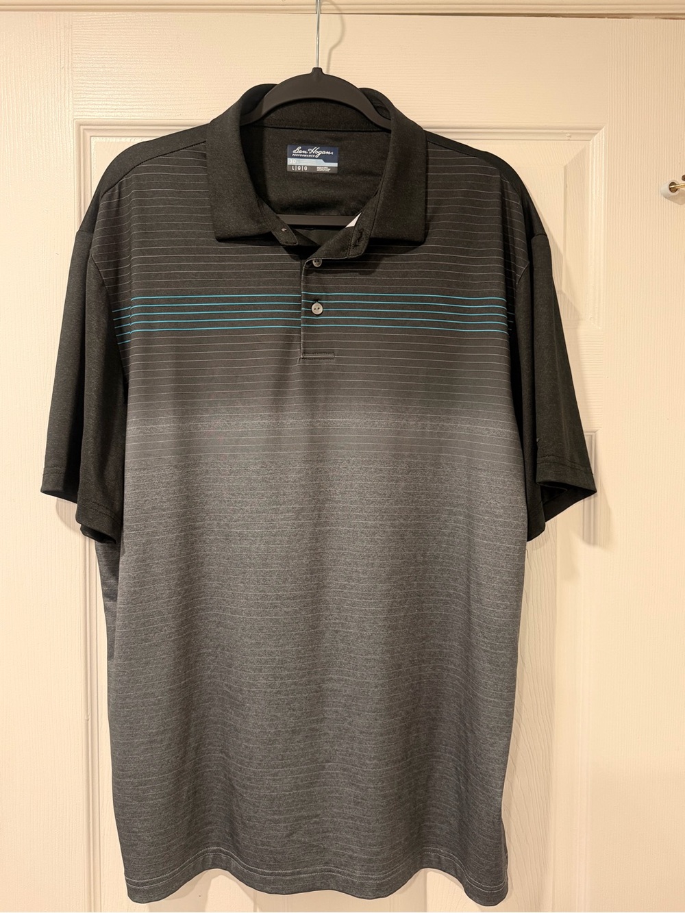 BEN Hogans performance Men’s Black & Gray Striped Polo Shirt